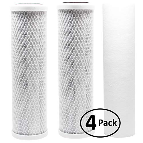 4-Pack Replacement Filter Kit Compatible with Krystal Pure KR10 RO System - Includes Carbon Block Filters & Polypropylene Sediment Filter - Denali Pure Brand
