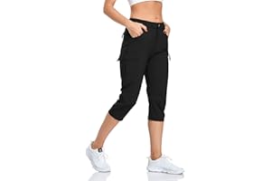 GymBrave Women's Hiking Cargo Pants Quick Dry Outdoor Camping Capris Water Resistant UPF 50 with Zipper Pockets