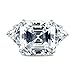 BERRICLE Sterling Silver 3-Stone Wedding Engagement Rings Asscher Cut Cubic Zirconia CZ Statement Cocktail Anniversary Ring for Women, Rhodium Plated Size 6
