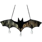 WeDcpcin Bat Stained Glass Window Hanging Sun Catcher (Grey) Halloween Decoration