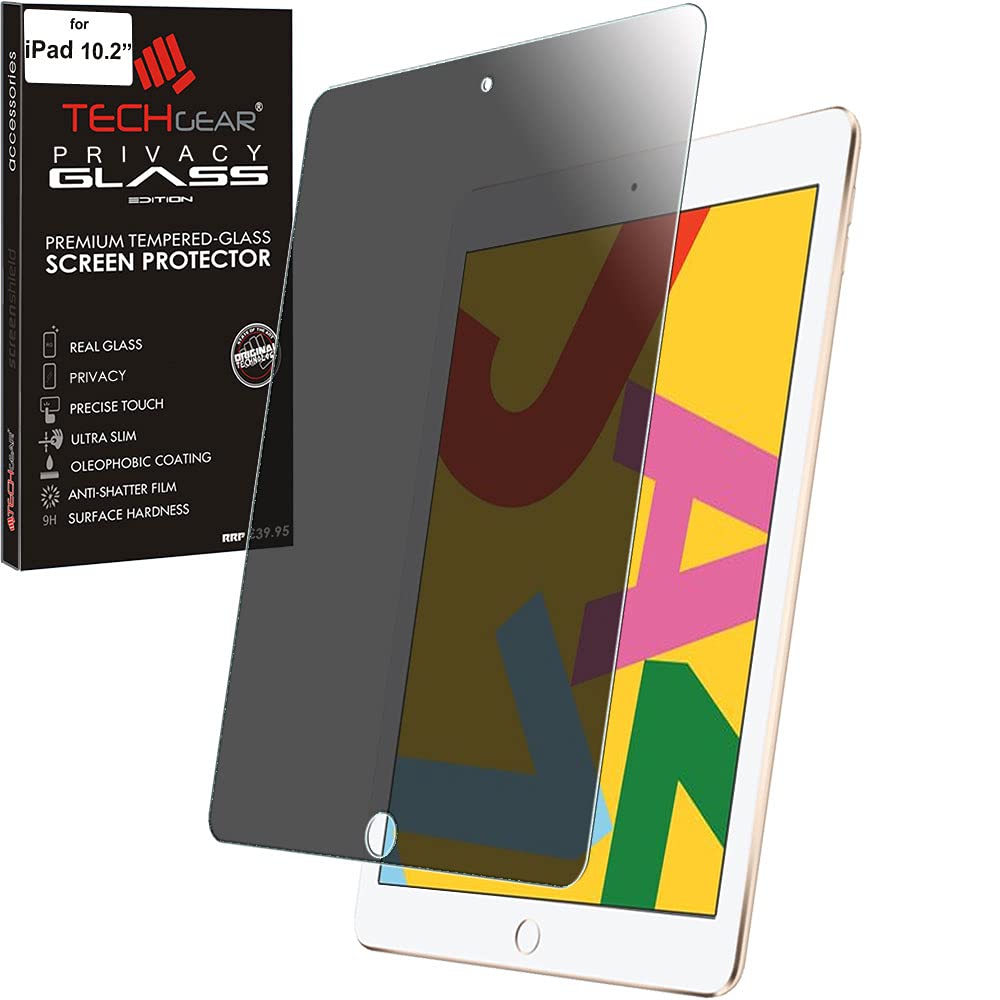 TECHGEAR Anti Spy Screen Protector for iPad 10.2" 2021 2020 2019 - PRIVACY GLASS Edition Tempered Glass Screen Protector Guard Cover Designed for Apple iPad 10.2" 9th 8th 7th Generation 2021 2020 2019