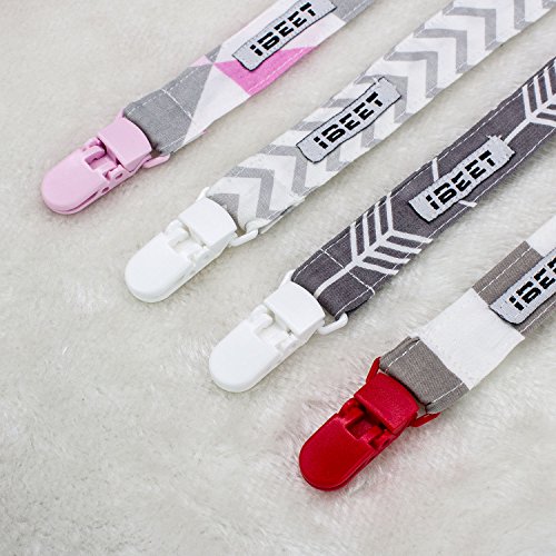 4 PCS Baby Pacifier Clip Pacifier Chain with Holder Leash Teething Toys Clips Accessory for Babies Infants Girls Boys