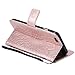 iPhone 6 / 6S Wallet Case,A-slim(TM) Sun Pattern Embossed PU Leather Magnetic Flip Cover Card Holders & Hand Strap Wallet Purse Case for iPhone 6 / 6S [4.7 Inch] - Rose Gold