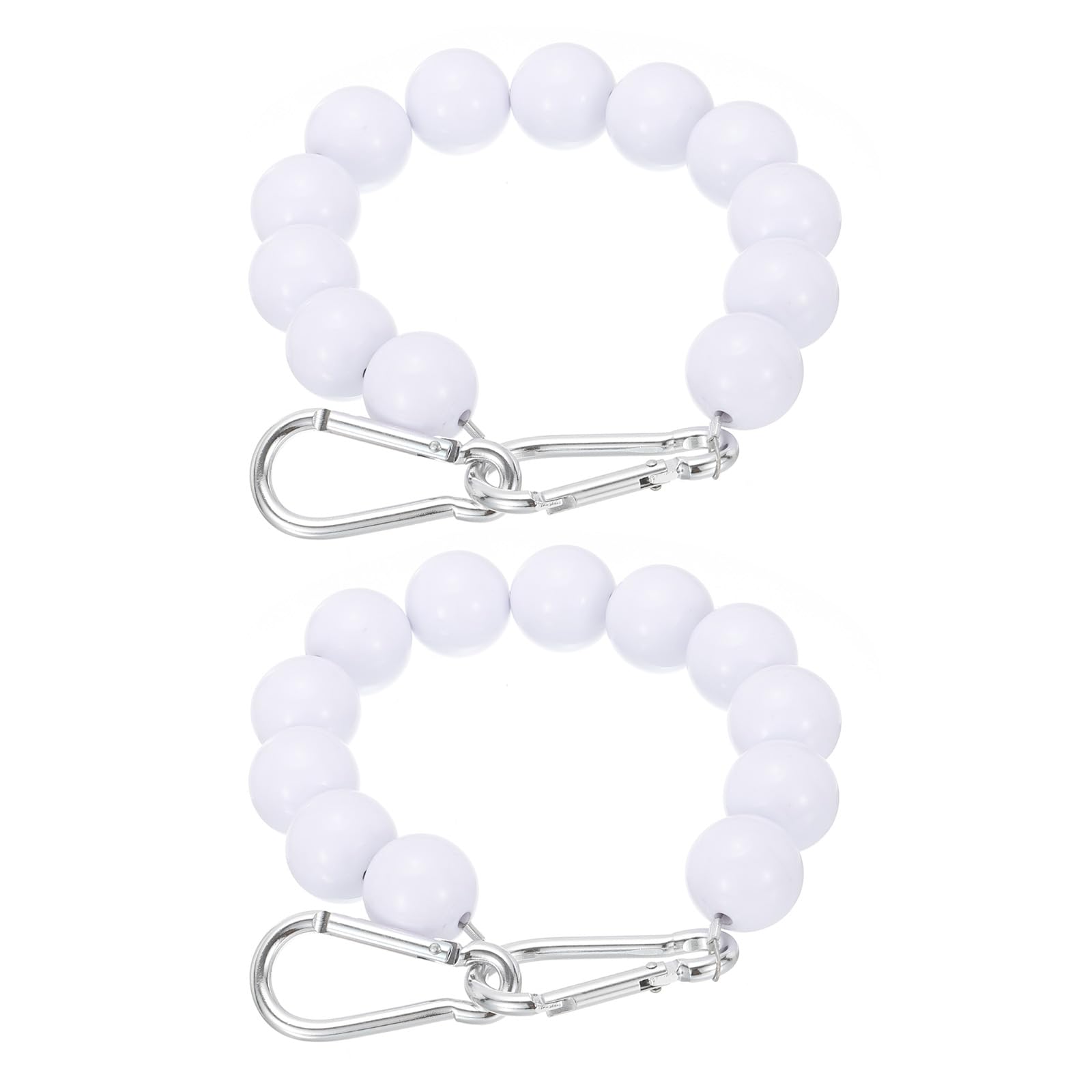 PATIKIL Flagpole Retainer Ring Flag Pole Accessories, 2 Pcs Flag Beaded Mount Ring Keep Flag Close to Pole Weight with Stainless Steel Cable for Indoor Outdoor Flagpole, White, 3"