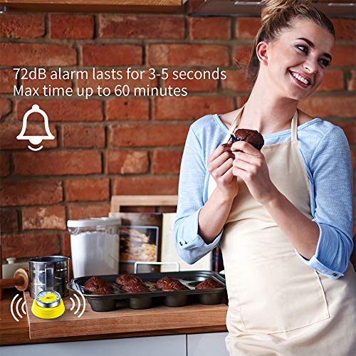 Kitchen Timer, Kitchen Countdown Cooking Timer Reminder, No Battery Required Magnetic Time Management Timer (Mechanical-Yellow)