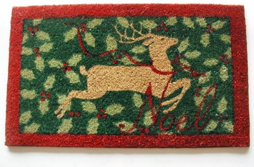 Geo Crafts G253 PVC Backed Coco Doormat, Reindeer