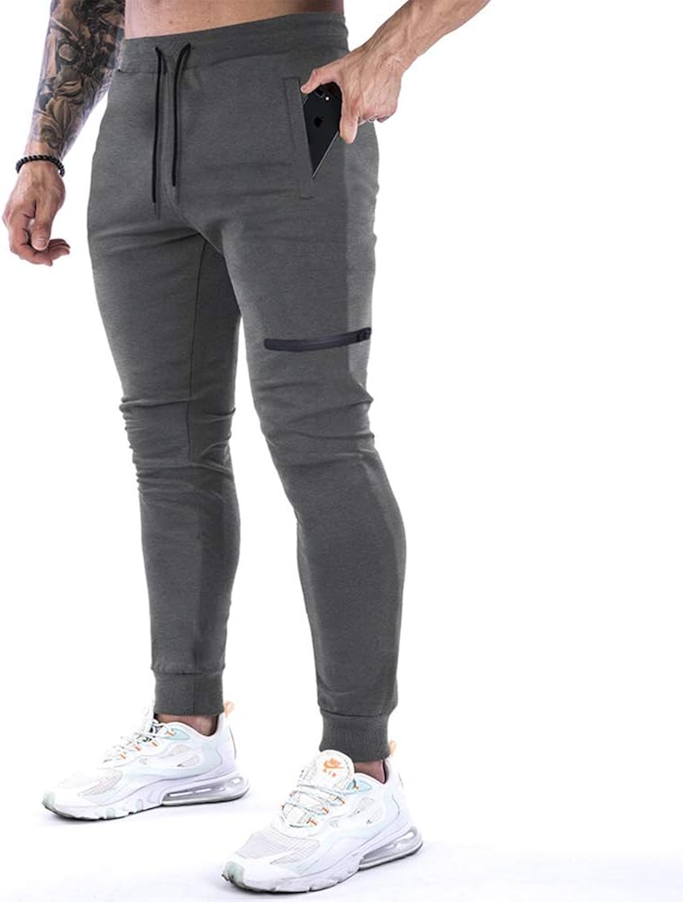 NAVEKULL Men's Bodybuilding Sports Jogger Pants Cotton Elastic Fitness Casual Workout Sweatpant: Clothing