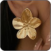 Pink Flower Earrings for Women White Floral Earring Big Statement Earrings for Women Large Purple Irregular Petal Earring Fancy Romantic Flower Stud Earrings Trendy Jewelry