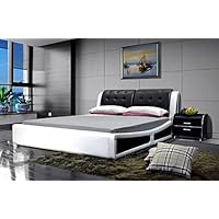 GREATIME Platform Bed, Queen Two Tone, Black/White