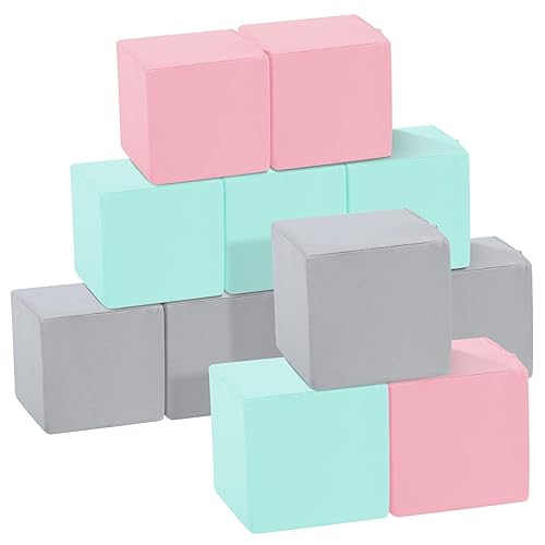 TRENDBOX Toddler Foam Cubes, 12 Pcs Soft Foam Blocks with