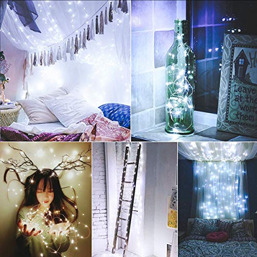 2 Pack Led String Lights, Battery Operated Fairy String Lights Led Mini String Light 50 LED 16.5ft Battery Powered Silver Wire Fairy Starry Lights for Bedroom Christmas Party Wedding Indoor Decor