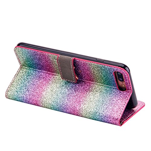 For iPhone 6 Plus/ 6S Plus Case,Aearl Bling Glitter 3D Butterfly PU Leather Flip Case With Stand Wallet Card Slots Magnetic Book Cover with Screen Protector for iPhone 6S Plus/ 6 Plus -Gradient green