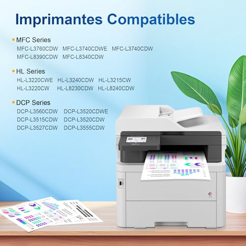 TN248XL TN248 Compatible pour Toner Brother DCP-L3560CDW Toner Brother HL-L3240CDW Toner MFC-L8390CDW MFC-L3760CDW TN 248XL TN-248XL TN 248 Toner DCP L3560CDW DCP-L3520CDW MFC-L3740CDWE 5-Pack