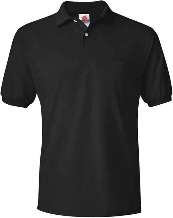 Hanes Adult Comfortblend Ecosmart Jersey Polo With Pocket (Black) (2X