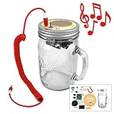 DIY Kit - Portable Speaker & Guitar Amplifier (Red Cord & Mason Jar included) | Beginners soldering project for kids, teens, adults | Learn about electronics, engineering, STEM education, robotics