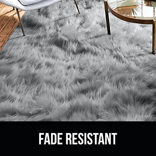 Gorilla Grip Fluffy Faux Fur Area Rug, Rubber Backing, Machine Washable