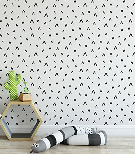 CostaCover Renters Wallpaper Removable Sticker Wallpaper Cute Abstract in Black & White Retro Chevron Decorative Minimalistic Wall Covering CC018 (24'' x 96'')