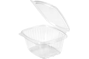 Genpak AD16 | 16oz Clear PET Hinged Deli Container | Recyclable, Made with up to 30% Post-Consumer Content, BPA Free, Made in The USA | 5.50" x 4.88" x 2.50" Case Count 200
