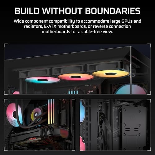 3500X RS-R ARGB Panoramaglas Mid-Tower-PC-Gehäuse – 3 x RS120-R ARGB-Lüfter Inklusive, Platz für bis zu 10 x 120-mm-Lüfter, Kompatibel mit Motherboards mit Rückseitigem Anschluss – Schwarz