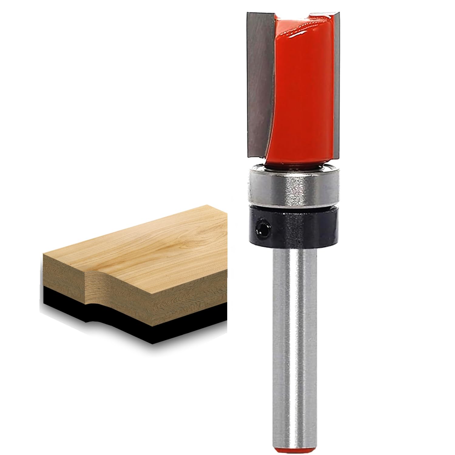 Akylin Flush Trim Router Bit - 1/4" Shank, 1/2" Cut Dia, 1" Cutting Length, Top Bearing, Pattern/Template Router Bit for Woodworking Trimming