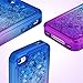 iPhone 4 Case, iPhone 4S Case, Ruky [Gradient Quicksand Series] Glitter Flowing Liquid Floating Protective Shockproof Clear TPU Girls Case for iPhone 4/4S - (Purple&Blue)