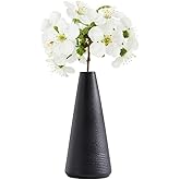 Conical Ceramic Flower Vase Single Stem Narrow Bud Vases Decorative Floral Vases Table Centerpieces for Home Table Shelf Living Room Decor(Black)