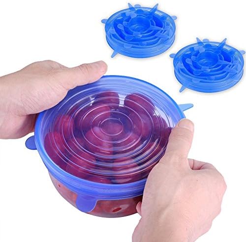 Getek 12 Pcs Premium Silicone Stretch Lids 6 Size Reusable Heat Resistant Containers Covers BPA FREE
