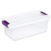 Sterilite 17511712 6 Quart Clearview Latch Storage Container with Plum Handles