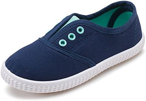 LAROK Candy Color Toddler Kids Rubber Sole Anti-slip Canvas Sneaker Girls Boys Casual Slip-on Shoes,NBB23,Navy,21