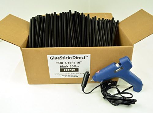 20 lbs Black PDR 7/16" x 10" Glue Sticks & GSDH-270 12Volt 40W HT Glue Gun