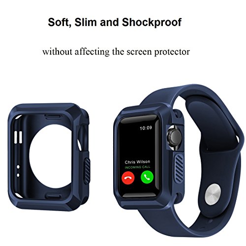 iitee Apple Watch Case, 42mm Universal Slim Rugged Protective TPU iWatch Case for Apple Watch Series 3 Series 2 Series 1 - Midnight Blue
