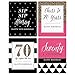 Chic 70th Birthday - Pink, Black and Gold - Birthday Gift For Women - Wine Bottle Label Stickers - Set of 4