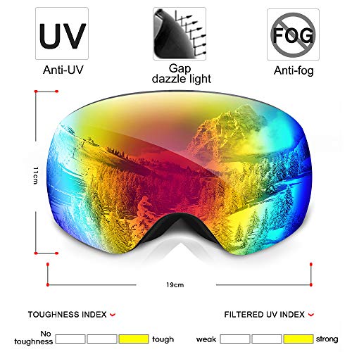 image for Zacro Ski Goggles -Large Spherical Framless Snowboard Goggles for Men 