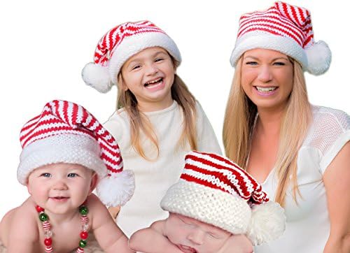 Huggalugs Baby Toddler Adult Stripe Santa Hat in 3 Color Choices