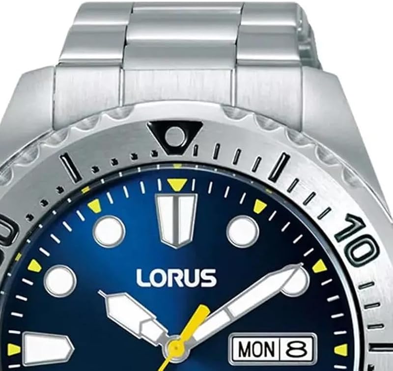 Orologio automatico analogico da uomo con bracciale in acciaio inossidabile, Argento/Blu - RL473BX9