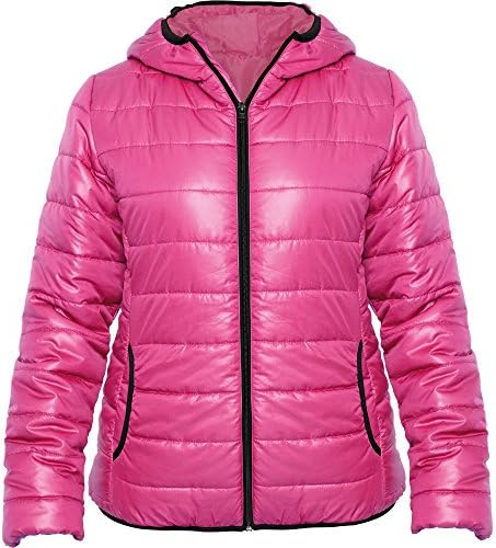 Women's Slim Fit Quilted Jacket Puffed Padded Lightweight - Color Fuchsia Size: XL