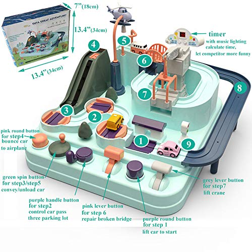 Car Adventure Track Set Creative Manual Operation Vehicles Race Toys Railway Racer for 1 2 3 4 5 6 7 years Old Boy Girl Infant Toddler Kid Puzzle Games Interactive Classic Toys Vehicle Playset Gifts