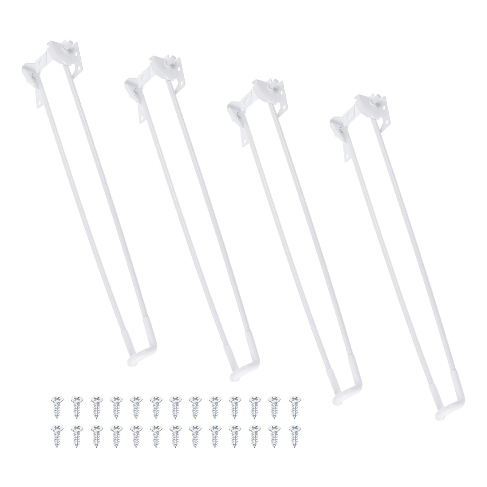 PATIKIL Foldable Hairpin Legs 17 Inch, 4 Pack Metal Folding Table Legs with Rubber Pads& Mounting Screws for DIY Furniture, Coffee Table, Laptop Table, White