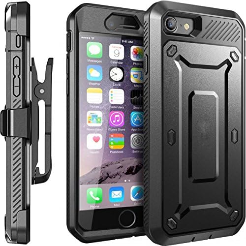 iPhone 6S Case, Moona Hybrid Full Armor Protective Shockproof Case + Rotating Belt Clip Holster Combo Case for Apple iPhone 6S / 6 4.7 (Black)