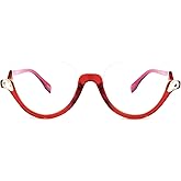 Zeelool Stylish Semi-rimless Cat Eye Glasses Frame for Women with Non-prescription Clear Lens Felicia VHP0189