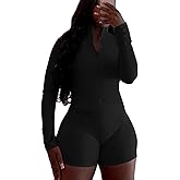 EDITCOZY Women 2 Piece Outfits Sweatsuit Long Sleeve Shorts Set Full Zip Jacket Bodycon Tracksuit Sweat Suits