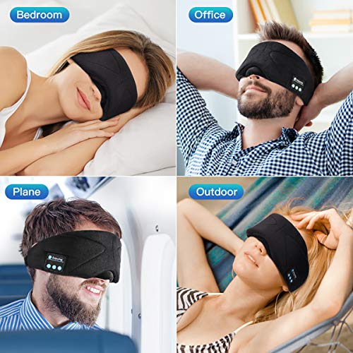 Sleep Headphones, 2020 Wireless 5.0 Bluetooth Eye Mask Music Sleep Mask Noise Canceling Bluetooth Headphones, HD Stereo Sound, Travel Music Play Built-in Speakers Microphone Handsfree