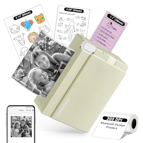 ORGBRO Sticker Printer Machine, X3 Mini Printer Print Pods Portable Thermal Inkless Sticker Maker, 2-3 Inch 300 DPI Bluetooth Pocket Printers for Smartphones, Notes, Journal, Photos, DIY, Kids Gift