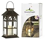 SteadyDoggie Solar Lantern Solid Metal and Glass Construction Estate Solar Mission Lantern