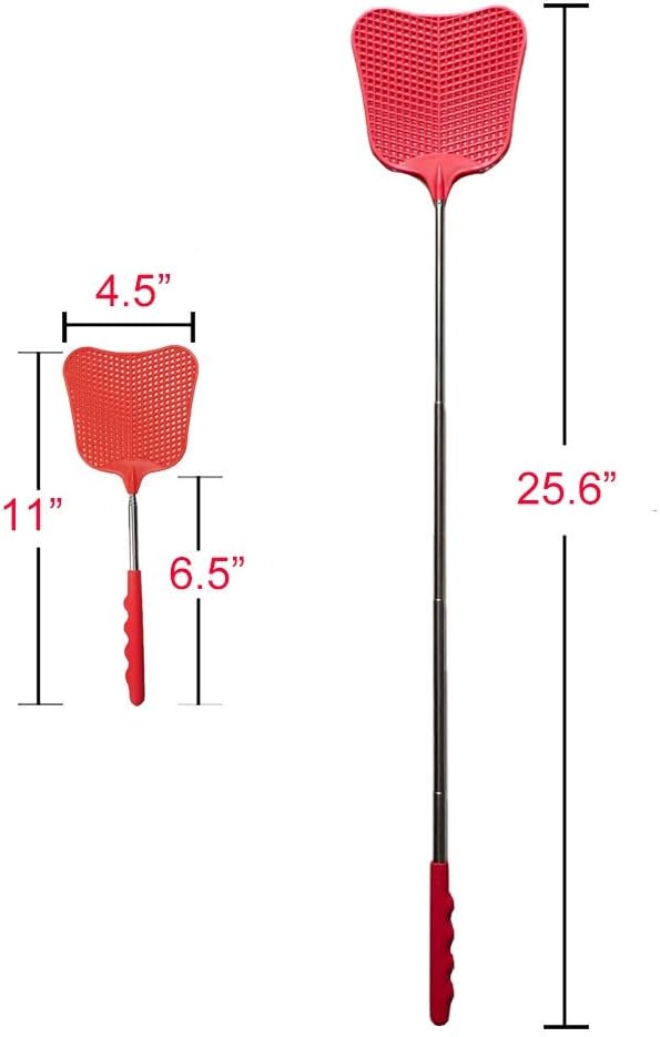 4pcs Telescopic Fly Swatters Durable Plastic Heavy Duty Flyswatter with Stainless Steel Handle 4 Colors: Garden & Outdoor