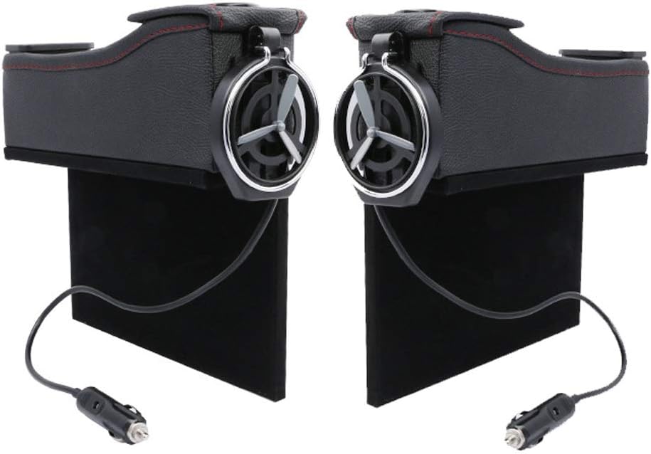 2 PACK Side Pocket Organizer with Double USB - Car Seat Filler Gap Space Console Storage Box with Bottle Cup Holder Coin Collector,Car Leather Interior Accessories (Color : Black)