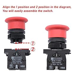 mxuteuk 2pcs 22mm 2 NC Red Mushroom Emergency Stop