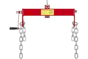 Engine Hoist Shop Crane Accessory, 2 Ton (4000lbs) Cherry Picker Engine Load Leveler, Heavy Duty Steel Chain Hoist with Adjus