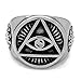 ELFASIO Men Stainless Steel Rings Illuminati The All-Seeing-Eye Pyramid/Eye Symbol Ring Size 15