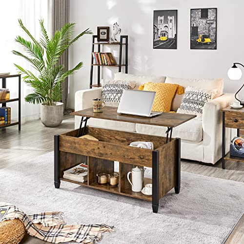 Yaheetech Lift Top Coffee Table with Hidden Compartment & Shelf, Lift Tabletop Dining/Center